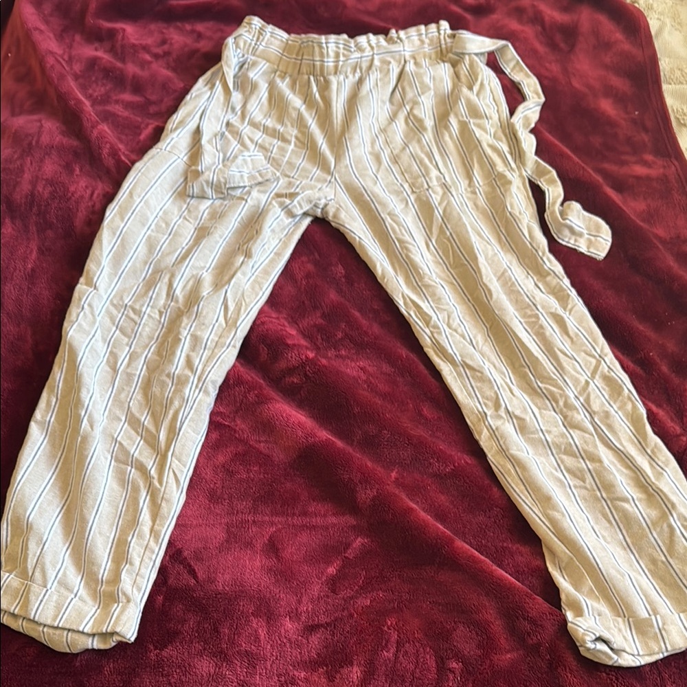 Ci Sono Beige and Brown Striped Pants